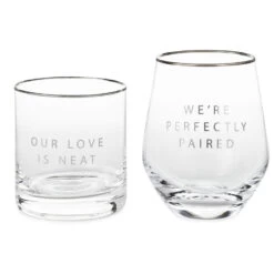 Hallmark Lowball And Stemless Wine Glass, Set Of 2