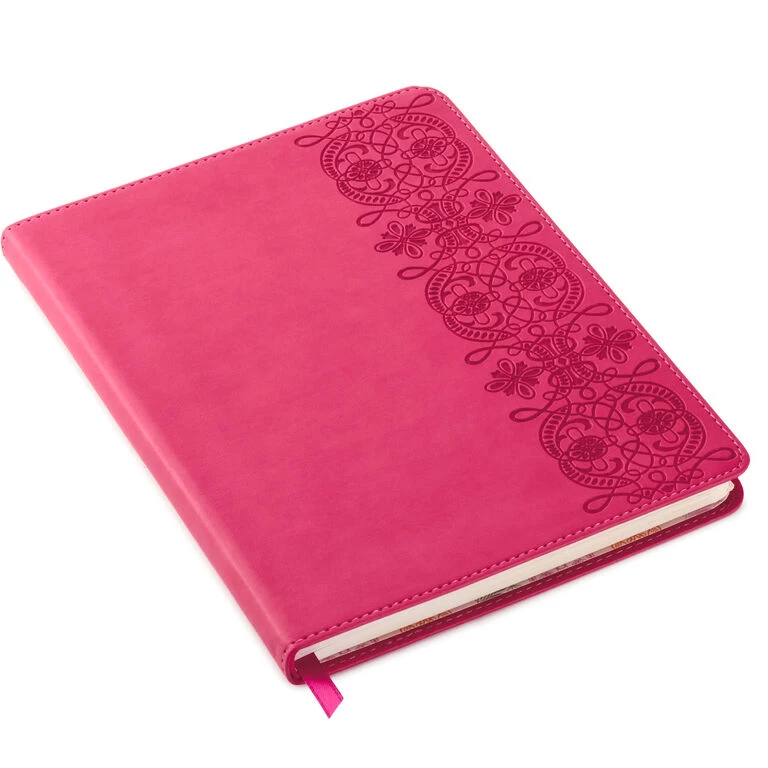 Embossed Border Fuchsia Faux Leather Notebook Hallmark Embossed Border Fuchsia Faux Leather Notebook -Hallmark Store Embossed Border Fuchsia Faux Leather Notebook 5HWJ6937 01