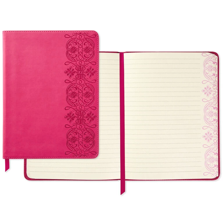 Embossed Border Fuchsia Faux Leather Notebook Hallmark Embossed Border Fuchsia Faux Leather Notebook -Hallmark Store Embossed Border Fuchsia Faux Leather Notebook 5HWJ6937 02