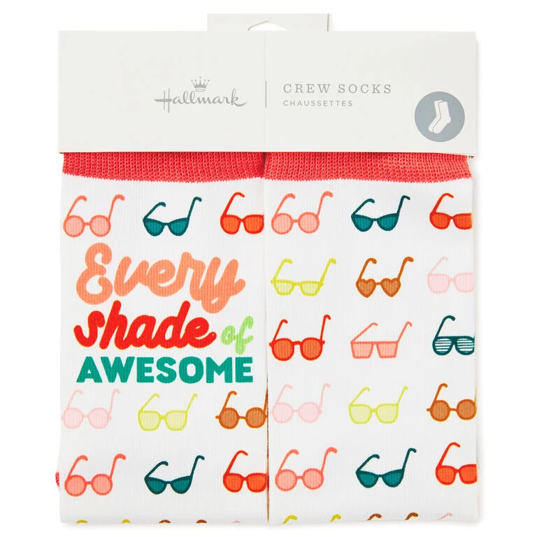 Shades of Awesome Sunglasses Fun Crew Socks Hallmark Shades Of Awesome Sunglasses Fun Crew Socks -Hallmark Store Every Shade of Awesome Sunglasses Novelty Crew Socks 1SOX2074 02