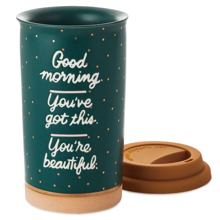 Good Morning Ceramic Travel Mug, 12 oz. Hallmark Good Morning Ceramic Travel Mug, 12 Oz. -Hallmark Store Good Morning Ceramic Travel Mug 1SNN1079 03