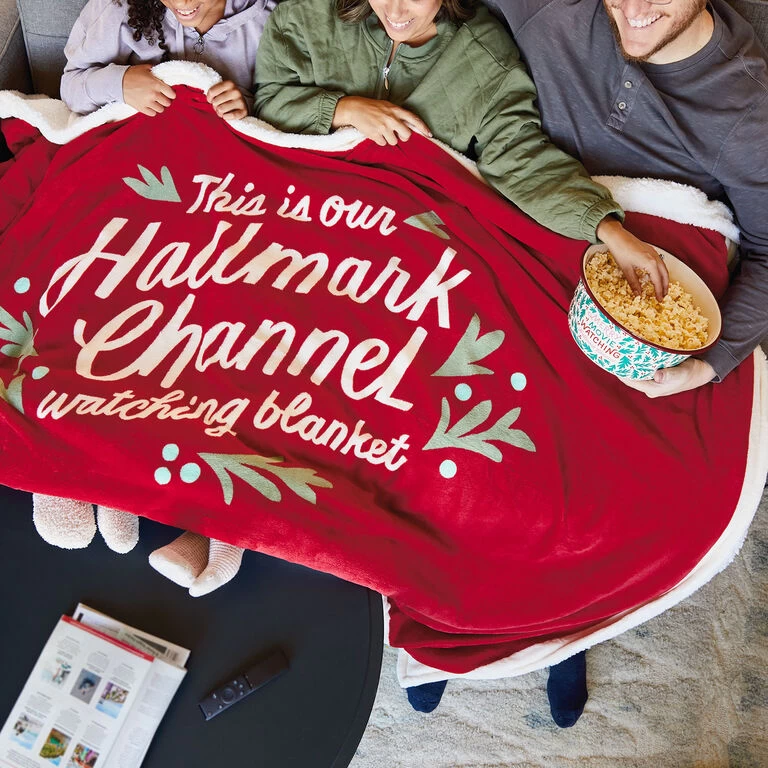 Hallmark Channel Red Oversized Blanket, 60x80 Hallmark Channel Red Oversized Blanket, 60x80 -Hallmark Store Hallmark Channel FamilySized Blanket 1XKT3505 02