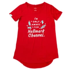 Hallmark Channel Only Awake Oversized Women's Red Sleep Shirt, Small/Medium