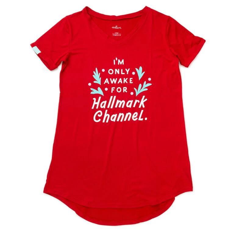 Hallmark Channel Only Awake Oversized Women's Red Sleep Shirt, Small/Medium Hallmark Channel Only Awake Oversized Women's Red Sleep Shirt, Small/Medium -Hallmark Store Hallmark Channel Only Awake Sleep Shirt 1XKT3531 01