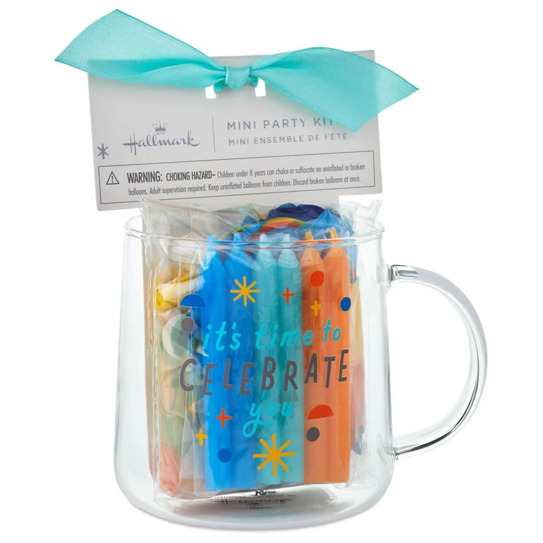 It's Time to Celebrate You Glass Mug Party Kit Hallmark It's Time To Celebrate You Glass Mug Party Kit -Hallmark Store Its Time to Celebrate You Glass Mug Gift Set 1BIR1269 02