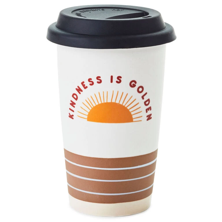 Kindness Is Golden Ceramic Travel Mug, 9 oz. Hallmark Kindness Is Golden Ceramic Travel Mug, 9 Oz. -Hallmark Store Kindness Is Golden Sunshine Ceramic Travel Mug 1SNN1004 01