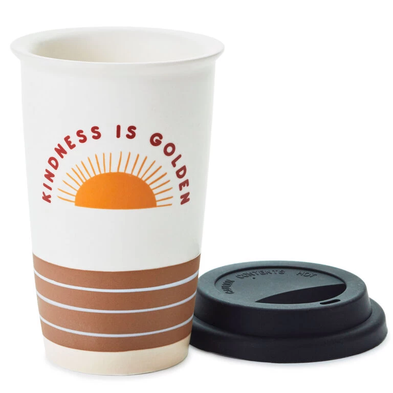 Kindness Is Golden Ceramic Travel Mug, 9 oz. Hallmark Kindness Is Golden Ceramic Travel Mug, 9 Oz. -Hallmark Store Kindness Is Golden Sunshine Ceramic Travel Mug 1SNN1004 03