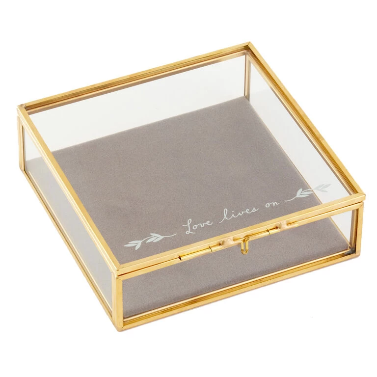Love Lives On Glass Memory Box, 5x5 Hallmark Love Lives On Glass Memory Box, 5x5 -Hallmark Store Love Lives On Glass Memory Box Bereavement Gift 1BMK1619 01