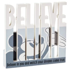 Hallmark Disney Mickey Mouse Believe Wood Quote Sign, 6x6