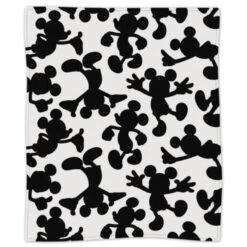 Hallmark Store -Hallmark Store Mickey Mouse Silhouette BlackWhite Plush Blanket 1DYG2056 02
