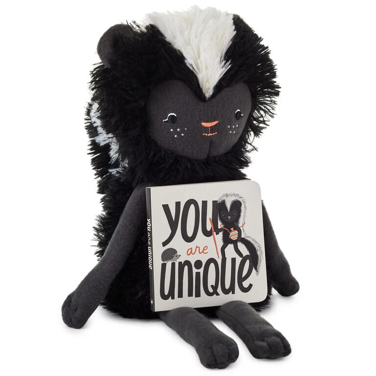 MopTops Skunk Stuffed Animal With You Are Unique Board Book Hallmark MopTops Skunk Stuffed Animal With You Are Unique Board Book -Hallmark Store MopTops Plush Skunk Stuffed Animal and Board Book 1KID2082 01