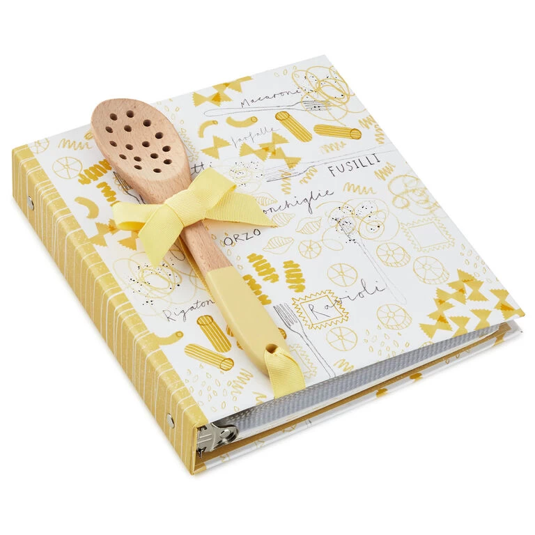 Pasta Recipe Organizer Book With Wooden Strainer Spoon Hallmark Pasta Recipe Organizer Book With Wooden Strainer Spoon -Hallmark Store PastaThemed Recipe Binder With Wood Spoon 1TOG1035 01