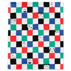 Hallmark Peanuts® Gang Checkered Throw Blanket, 50x60 -Hallmark Store Peanuts Gang Faces and Colored Squares Blanket 1PAJ3534 03