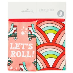Hallmark Let's Roll Roller Skates Funny Crew Socks -Hallmark Store Roller Skates Novelty Crew Socks 1SOX2075 02