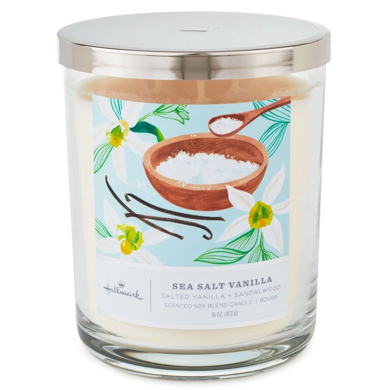 Sea Salt Vanilla 3-Wick Jar Candle, 16 oz. Hallmark Sea Salt Vanilla 3-Wick Jar Candle, 16 Oz. -Hallmark Store Sea Salt Vanilla 3Wick Jar Candle 1BGC1064 01