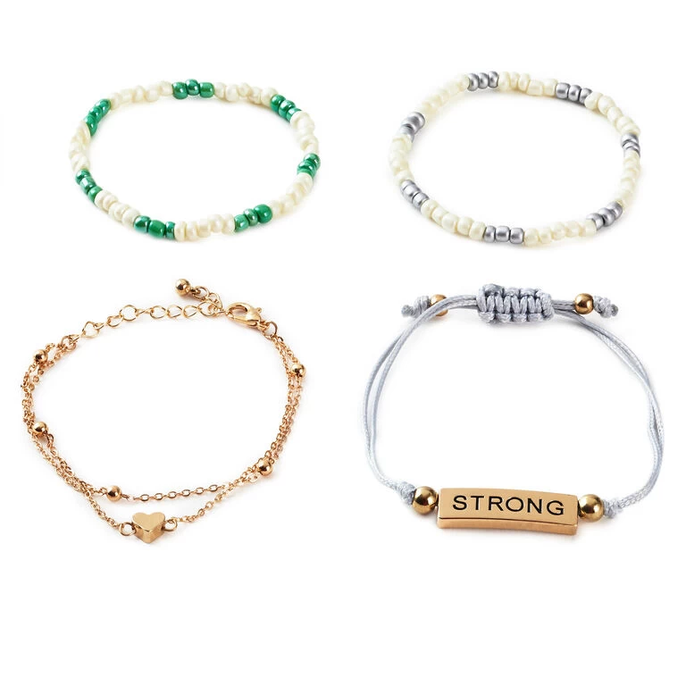 Strong and Courageous Bracelets, Set of 4 Hallmark Strong And Courageous Bracelets, Set Of 4 -Hallmark Store Strong and Courageous Beaded and Gold Bracelets 1REL1080 02