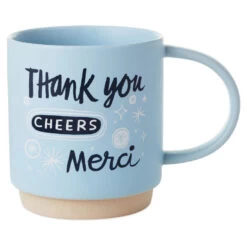 Hallmark Thank You, Cheers, Merci Mug, 16 Oz.