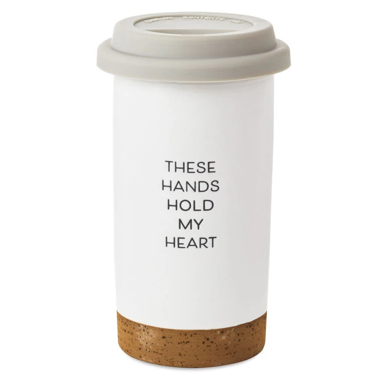 These Hands Hold My Heart Ceramic Travel Mug, 12.5 oz. Hallmark These Hands Hold My Heart Ceramic Travel Mug, 12.5 Oz. -Hallmark Store These Hands Hold My Heart Travel Mug With Paints 1BBY4852 02