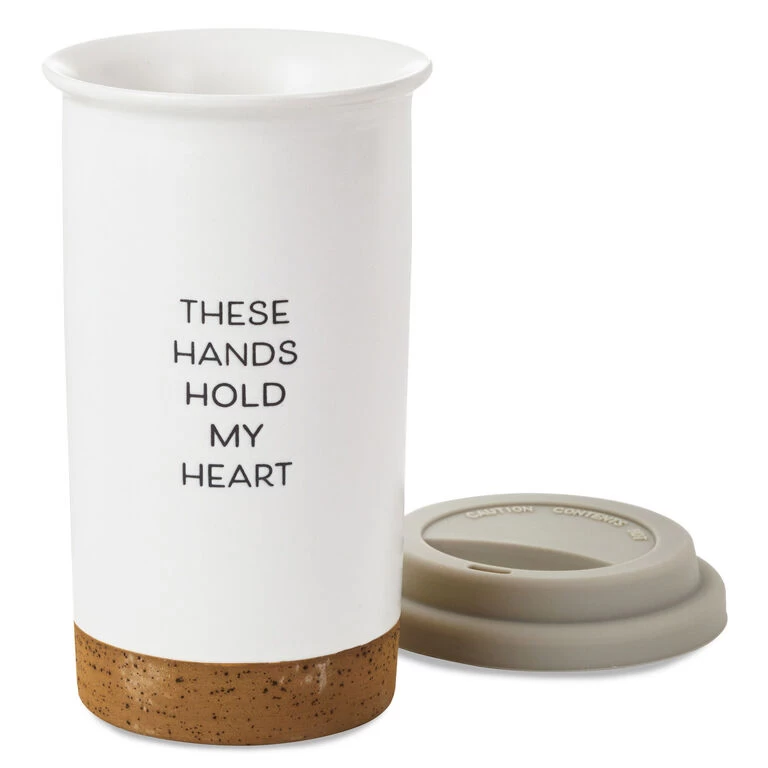 These Hands Hold My Heart Ceramic Travel Mug, 12.5 oz. Hallmark These Hands Hold My Heart Ceramic Travel Mug, 12.5 Oz. -Hallmark Store These Hands Hold My Heart Travel Mug With Paints 1BBY4852 04