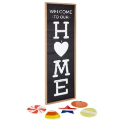 Hallmark Welcome Home Front Porch Sign With Seasonal Decorations, 16.5x47.25