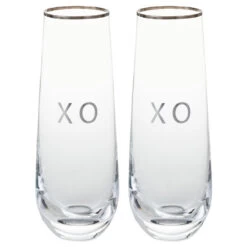 Hallmark XO Stemless Champagne Flutes, Set Of 2